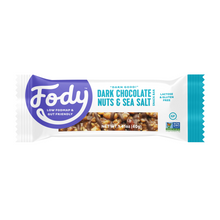 Load image into Gallery viewer, Low FODMAP <br> <b><big>Dark Chocolate, Nuts & Sea Salt Bars <br>(Box of 12 Bars)</big></b><br><small>Gluten & Lactose Free</small>