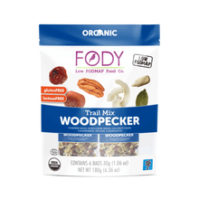 Load image into Gallery viewer, <b><big> Low FODMAP Trail Mix </big><br> Woodpecker Multipack Bag <br> (6x Mini Packs) </b> <br> <small> Gluten-Free, Lactose-Free </small>

